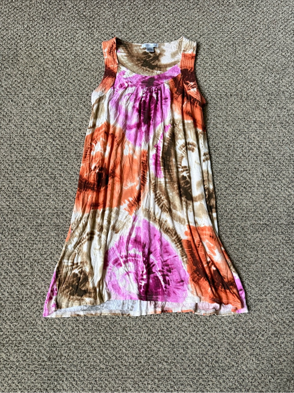WD.NY Tie-Dye Sleeveless Mini Dress in Pink, Orange, Brown Y2k Retro